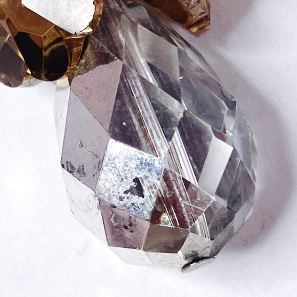 VTG Signed Vendome Mid Century Earrings Crystal Dangling Drop Clip On Sparkling - Picture 8 of 13